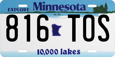 MN license plate 816TOS