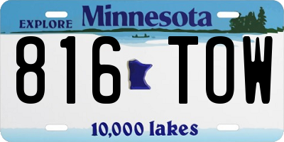 MN license plate 816TOW