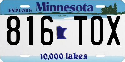 MN license plate 816TOX