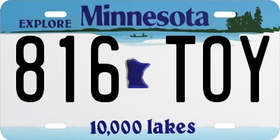 MN license plate 816TOY