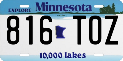 MN license plate 816TOZ