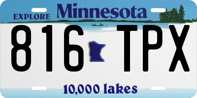 MN license plate 816TPX