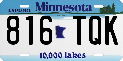 MN license plate 816TQK