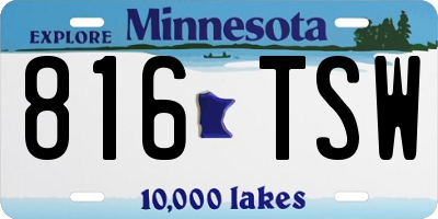 MN license plate 816TSW