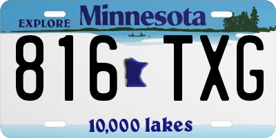 MN license plate 816TXG