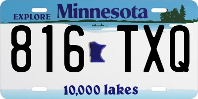 MN license plate 816TXQ