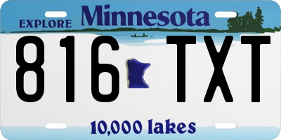 MN license plate 816TXT