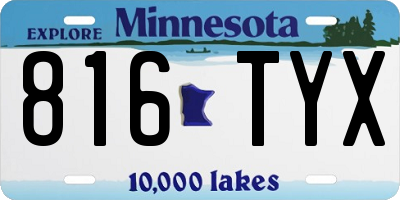MN license plate 816TYX