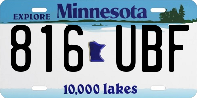 MN license plate 816UBF