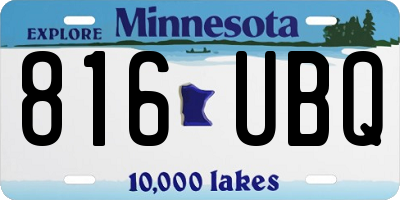 MN license plate 816UBQ