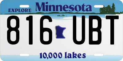 MN license plate 816UBT