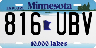MN license plate 816UBV