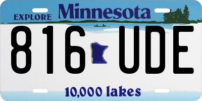 MN license plate 816UDE