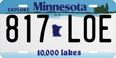 MN license plate 817LOE