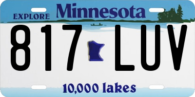 MN license plate 817LUV