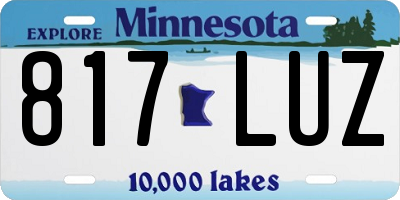 MN license plate 817LUZ