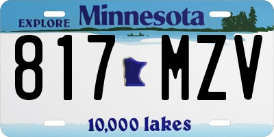 MN license plate 817MZV