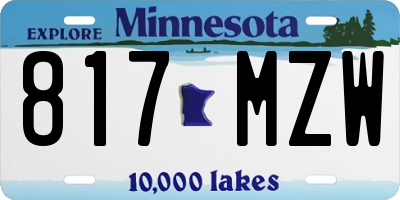MN license plate 817MZW