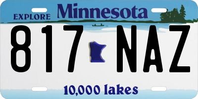 MN license plate 817NAZ