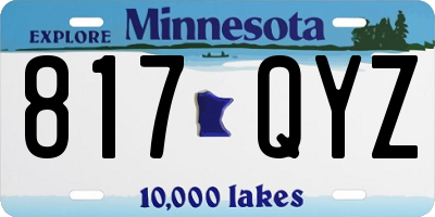 MN license plate 817QYZ