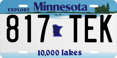 MN license plate 817TEK