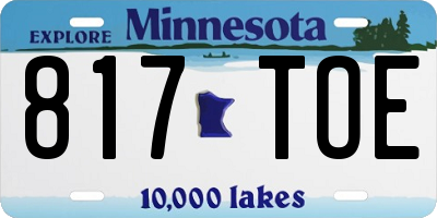 MN license plate 817TOE