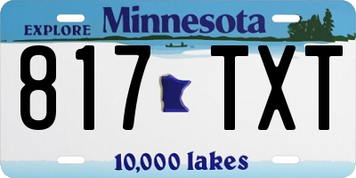 MN license plate 817TXT
