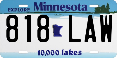 MN license plate 818LAW