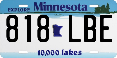 MN license plate 818LBE