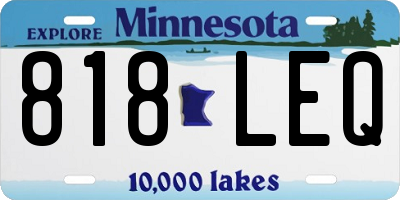 MN license plate 818LEQ
