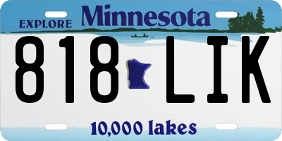 MN license plate 818LIK