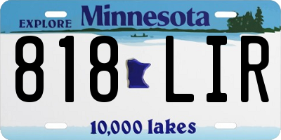 MN license plate 818LIR