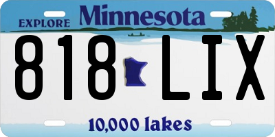 MN license plate 818LIX