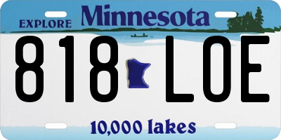 MN license plate 818LOE