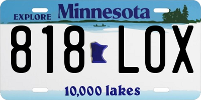 MN license plate 818LOX