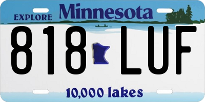 MN license plate 818LUF