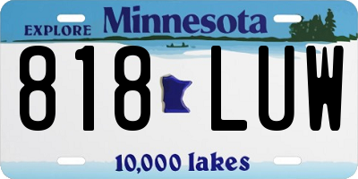 MN license plate 818LUW