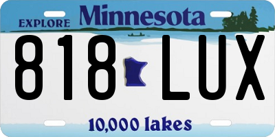 MN license plate 818LUX