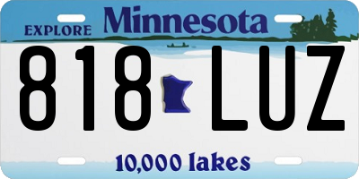 MN license plate 818LUZ