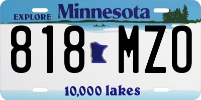 MN license plate 818MZO
