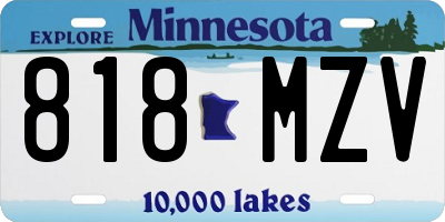 MN license plate 818MZV