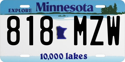 MN license plate 818MZW