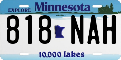 MN license plate 818NAH