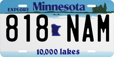 MN license plate 818NAM