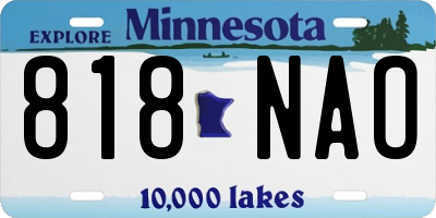 MN license plate 818NAO