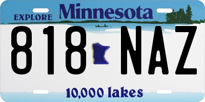 MN license plate 818NAZ