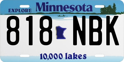 MN license plate 818NBK