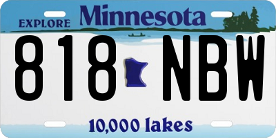 MN license plate 818NBW