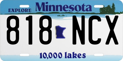 MN license plate 818NCX