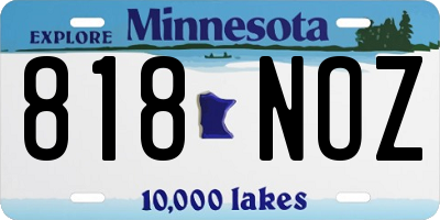 MN license plate 818NOZ